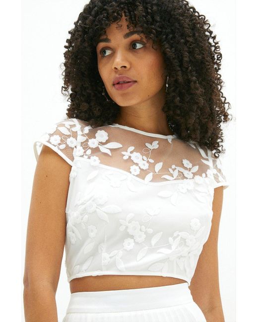 Coast White Embroidered Cap Sleeve Top