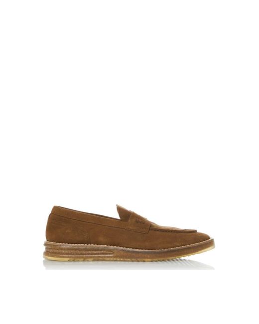 Dune Brown 'bash' Suede Loafers for men