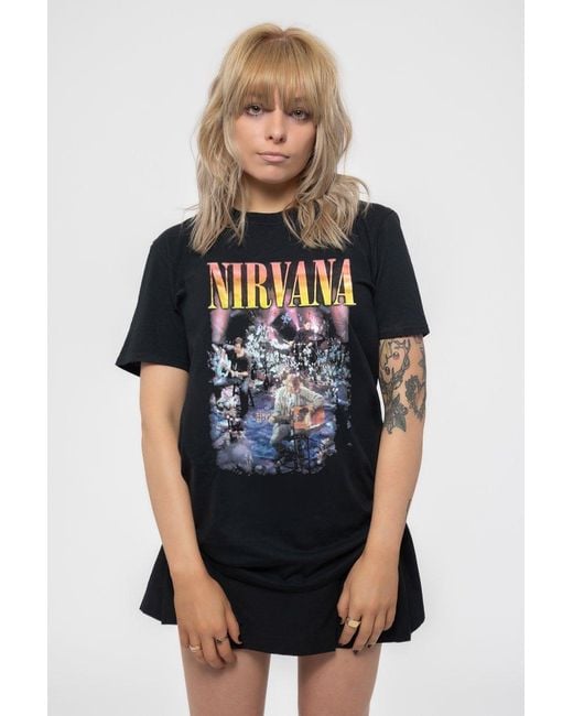 Nirvana Black Unplugged Photo Boyfriend Fit T Shirt