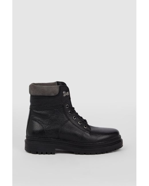 DEBENHAMS Black Tecnic Austin Wide Fit Chunky Leather Boot for men
