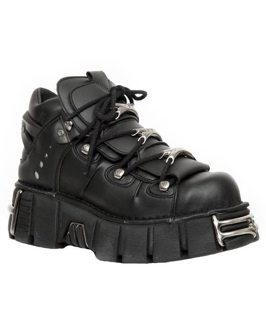 New Rock Black Unisex Vegan Leather Gothic Boots- M-106-vs1