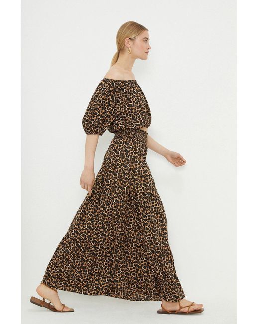 Dorothy Perkins Brown Leopard Tiered Midi Skirt
