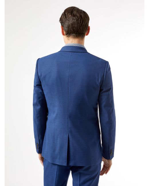 Burton Blue Texture Slub Skinny Fit Suit Jacket for men