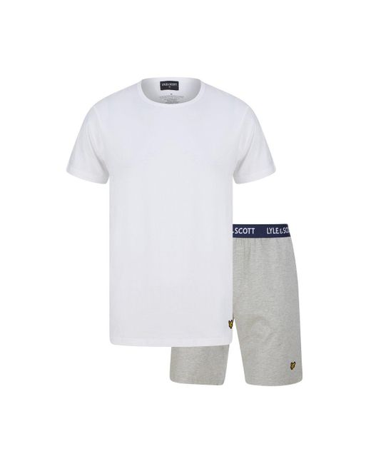 Lyle & Scott Charlie Lounge Shorts And T Shirt Set White Grey for men
