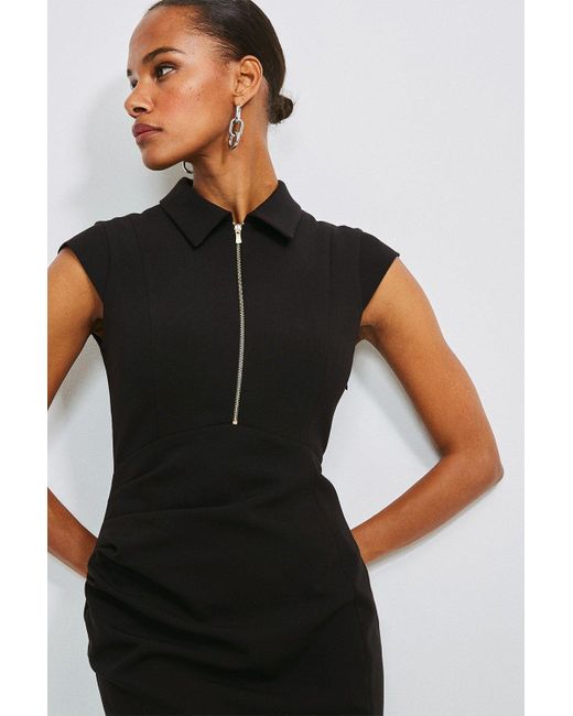 Karen Millen Black Zip Collar Pencil Dress