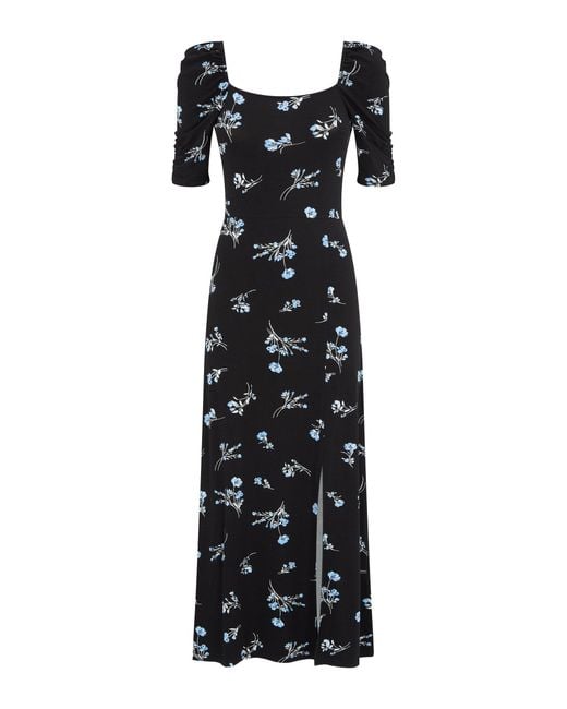 Dorothy Perkins White Black Floral Print Midi Dress