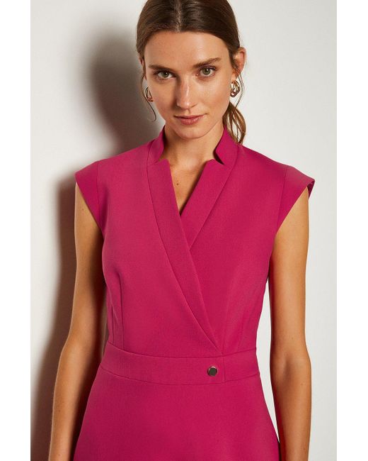 Karen Millen Pink Collar Wrap A Line Dress