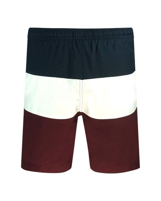 Fred Perry Blue Colour Block S8510 122 Burgundy Swim Shorts for men
