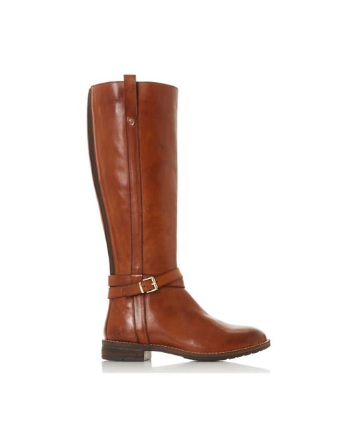 Dune Brown 'tylar' Leather Knee High Boots