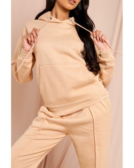 MissPap Natural Hoodie And Pintuck Jogger Lounge Set