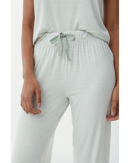 DEBENHAMS Gray Stripe Viscose Jersey Crop Pant With Lace