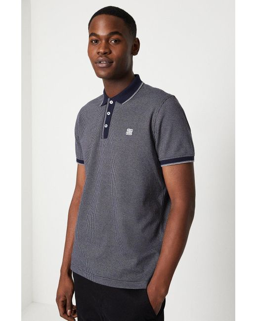 Burton Mono Puppytooth Tipped Polo in Grey for Men Lyst UK