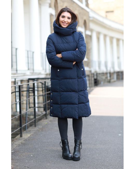 Double Second Blue Navy Long Lux Wrap Puffer Coat