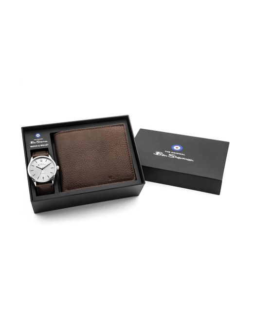 Ben Sherman Brown Watch & Wallet Gift Set Fashion Analogue Quartz Watch - Bs163g for men