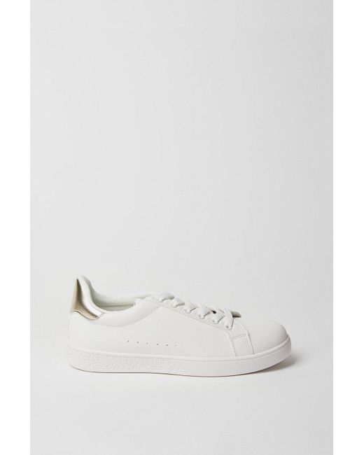 Oasis White Birdie Gold Detail Lace Up Trainers