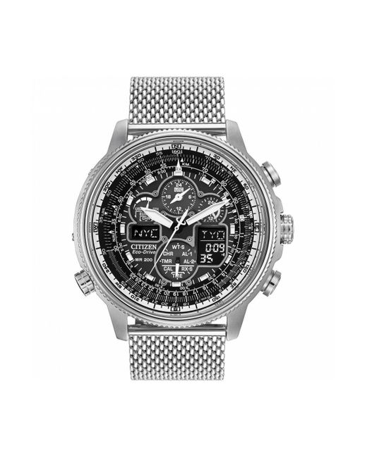 Citizen Gray Navihawk A-t Stainless Steel Classic Eco-drive Watch - Jy8030-83e for men