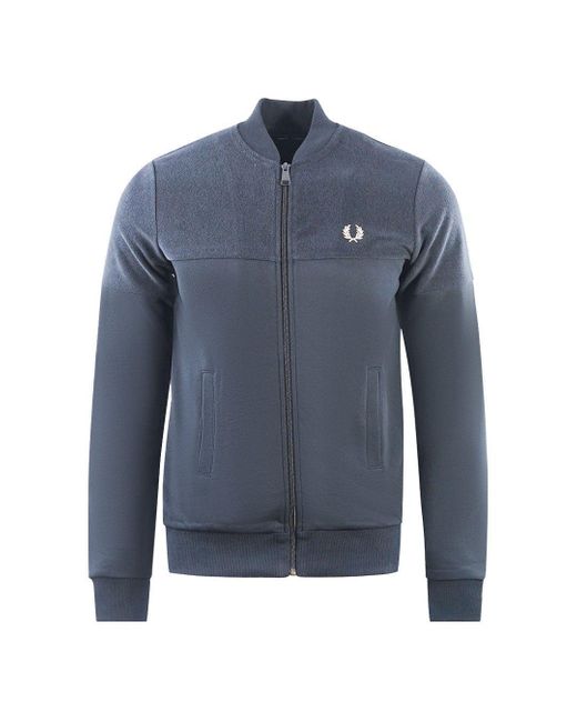 Fred Perry Towelling Panel Navy Blue Track Jacket for men