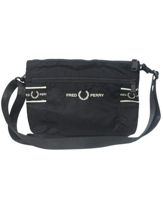 Fred Perry Graphic Tape Crossover Black Satchel for men