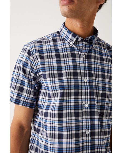 MAINE Blue Regular Check Shirt for men