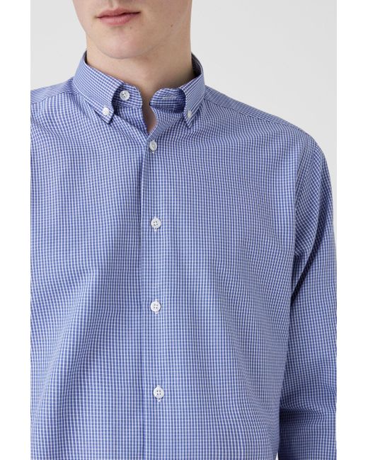 MAINE Blue Long Sleeve Pin Check Shirt for men