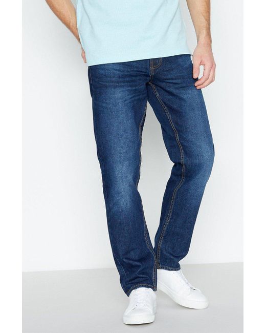 MAINE Blue Mid Wash Straight Fit Jeans for men