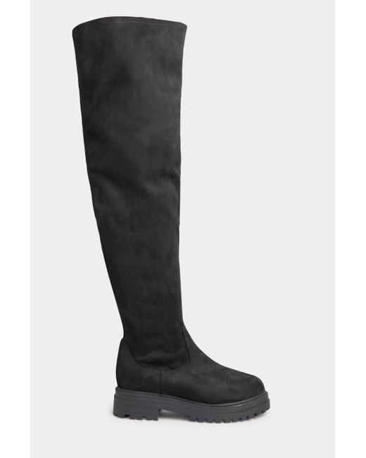 Yours Black Extra Wide Fit Over The Knee Boots