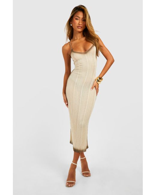Boohoo Brown Ombre Fine Gauge Rib Knitted Maxi Dress