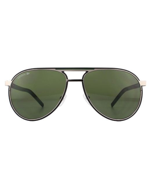 Lacoste Green Aviator Shiny Grey Grey Sunglasses for men