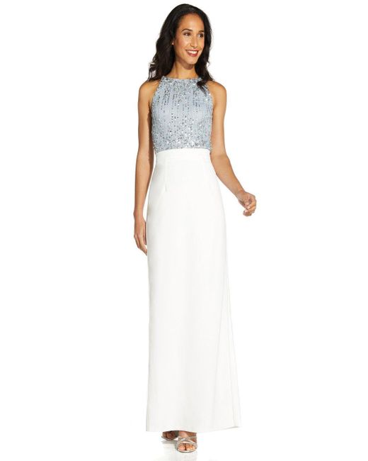Adrianna Papell White Pearl Crepe Skirt