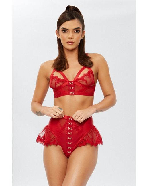 Ann Summers Red The Extrovert Crotchless Set