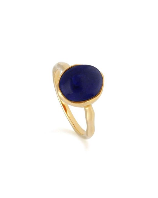 Gemondo Blue Lapis Lazuli Gold Plated Sterling Silver Irregular Ring
