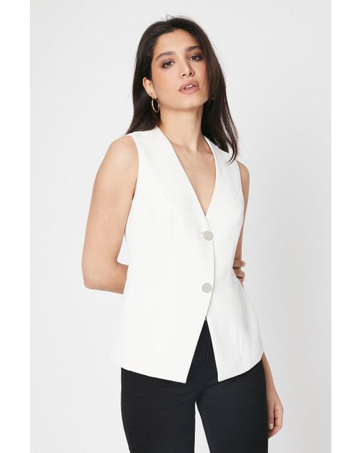 Dorothy Perkins White Button Front Waistcoat