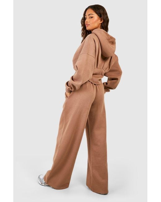 Boohoo Natural Corset Hoodie And Straight Leg Jogger Tracksuit