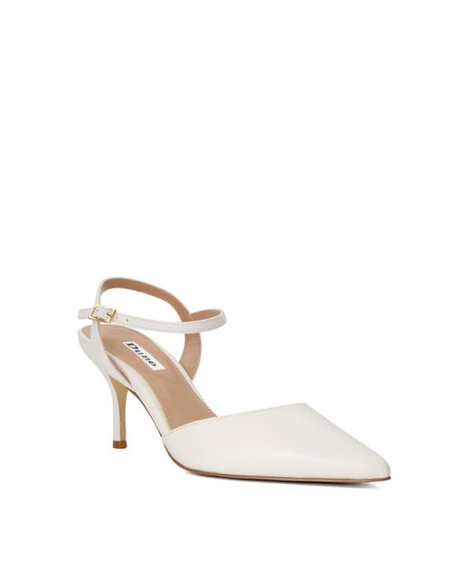 Dune White 'debate' Leather Strappy Heels