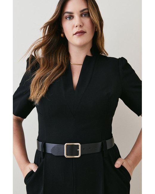 Karen Millen Black Plus Size Forever Belted Jumpsuit