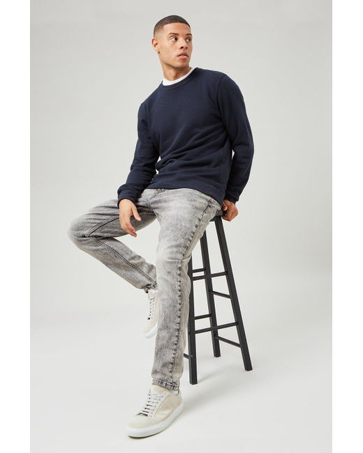 Burton Blue Slim Light Grey Wash Jeans for men