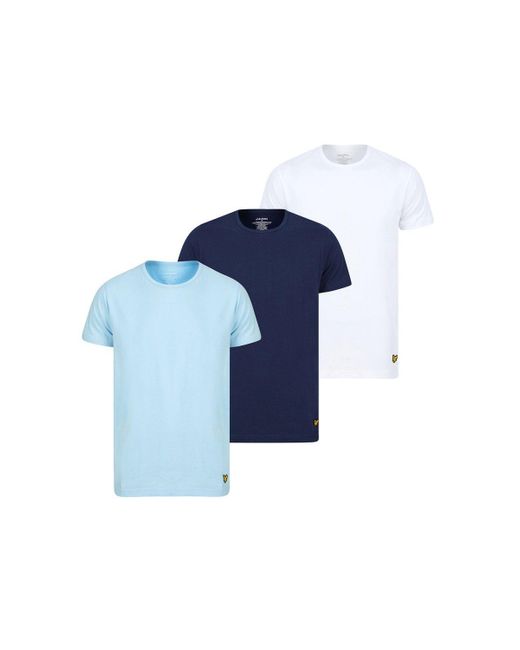 Lyle & Scott Blue Maxwell 3 Pack Lounge Tee for men