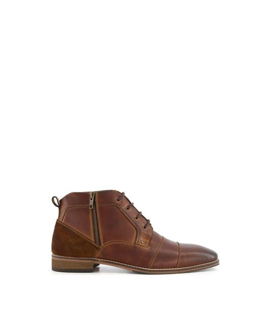 Dune Brown 'capitol' Leather Casual Boots for men