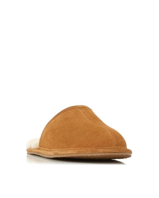 Dune Brown 'frosty' Suede Slippers for men