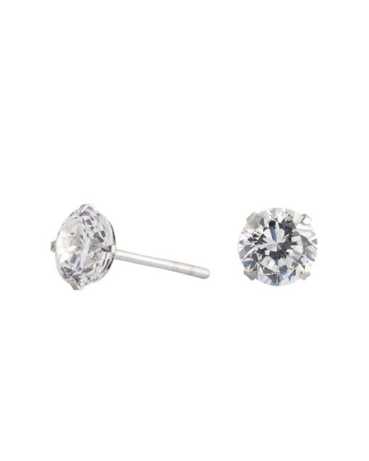 Simply Silver White Sterling Silver 925 With Cubic Zirconia 6mm Round Stud Earrings