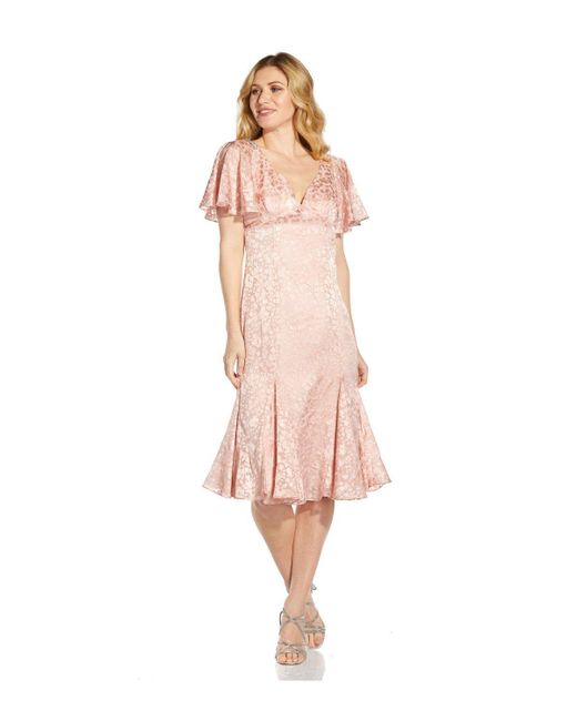 Adrianna Papell Pink Satin Burnout Dress