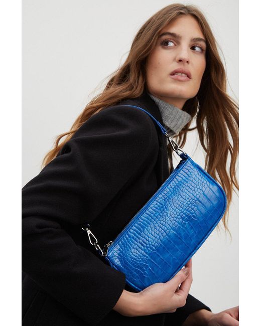 Dorothy Perkins Blue Cobalt Croc Shoulder Bag