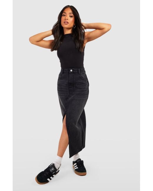 Black maxi top skirt front split