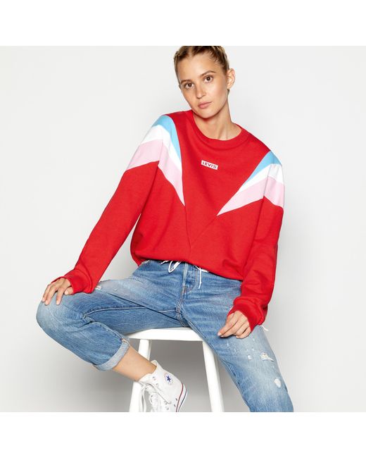Levi's Red Crew Neck Cropped 'florence' Jumper