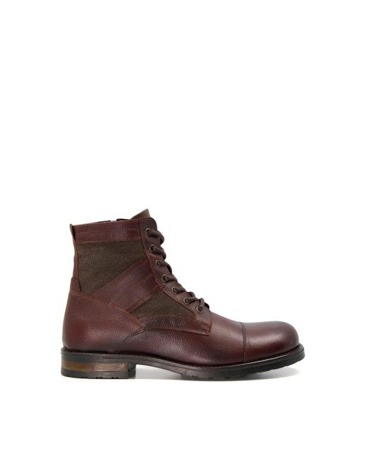 Dune Brown 'cornered' Leather Casual Boots for men