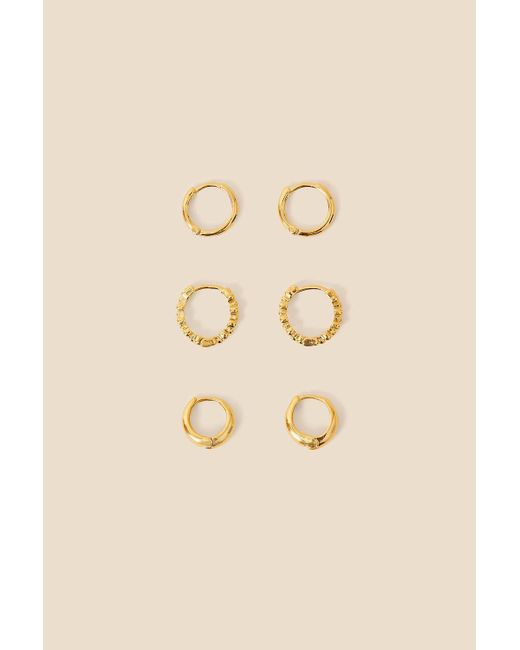 Accessorize Natural Gold-plated Bobble Graduated Width Hoop Set Of Three