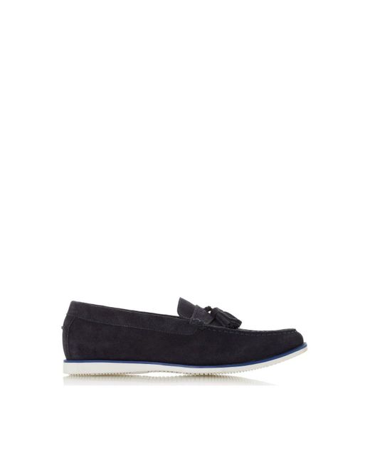 Dune White 'bastille Di' Suede Loafers for men