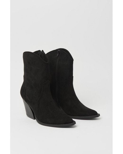 Faith Mina Heeled Western Ankle Boots in Black Lyst UK