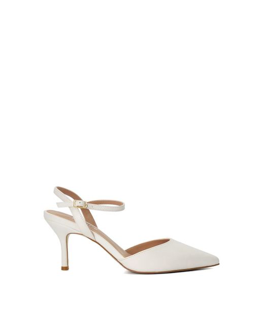 Dune White 'debate' Leather Strappy Heels