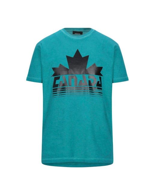 DSquared² Blue Canada Maple Leaf Logo Cool Fit Green T-shirt for men